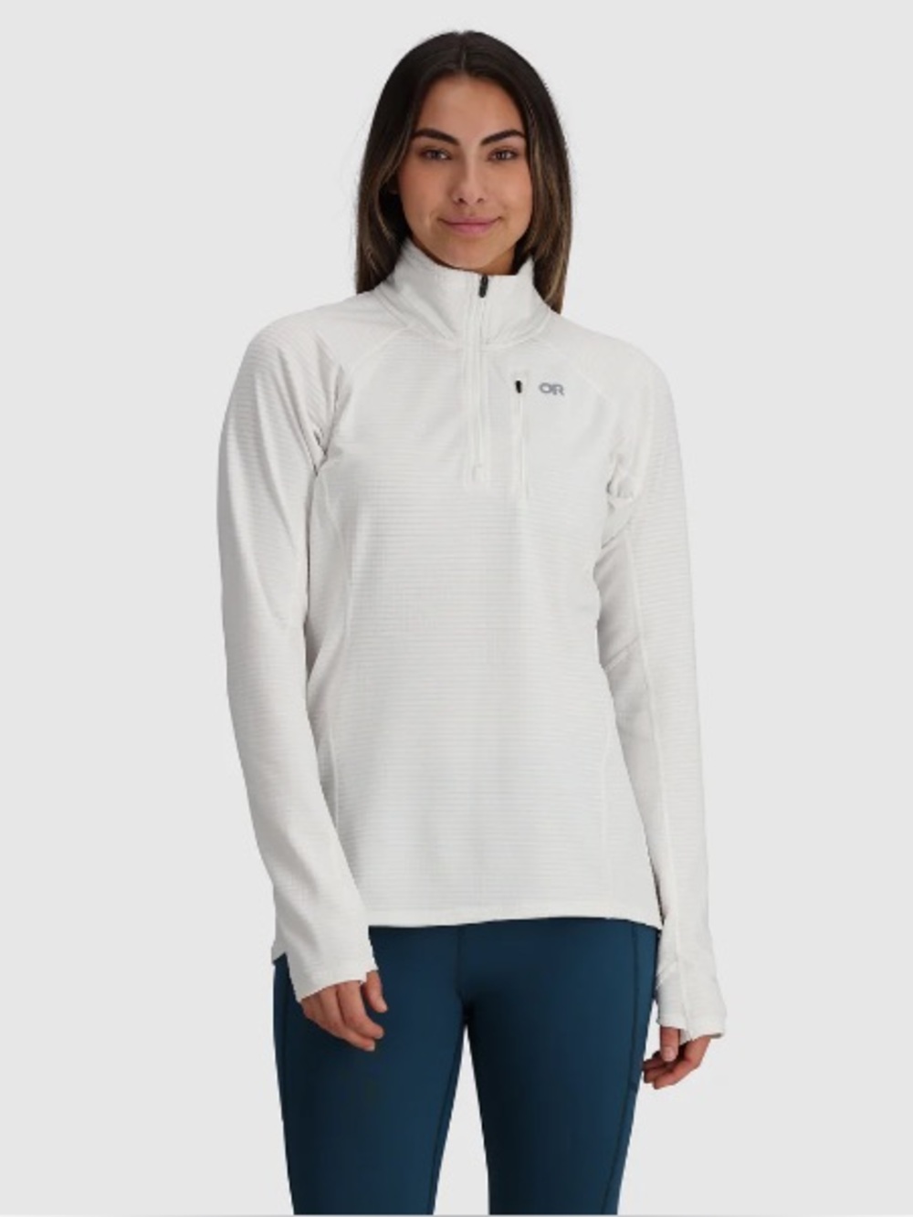 Outdoor Research Vigor Grid Fleece Quarter Zip Pullover | White | Size Med